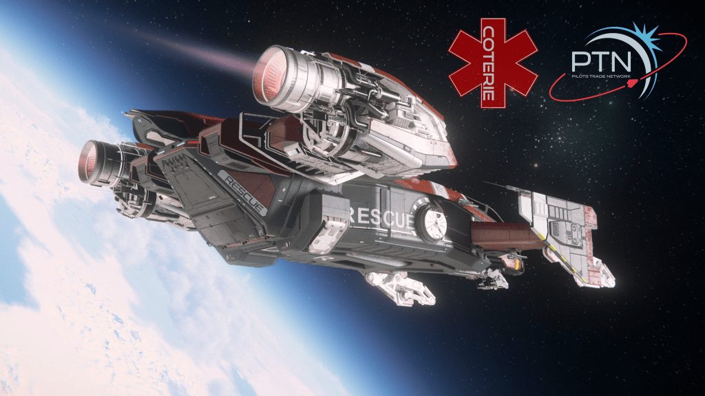 Drake Cutlass Red flying over Microtech in space