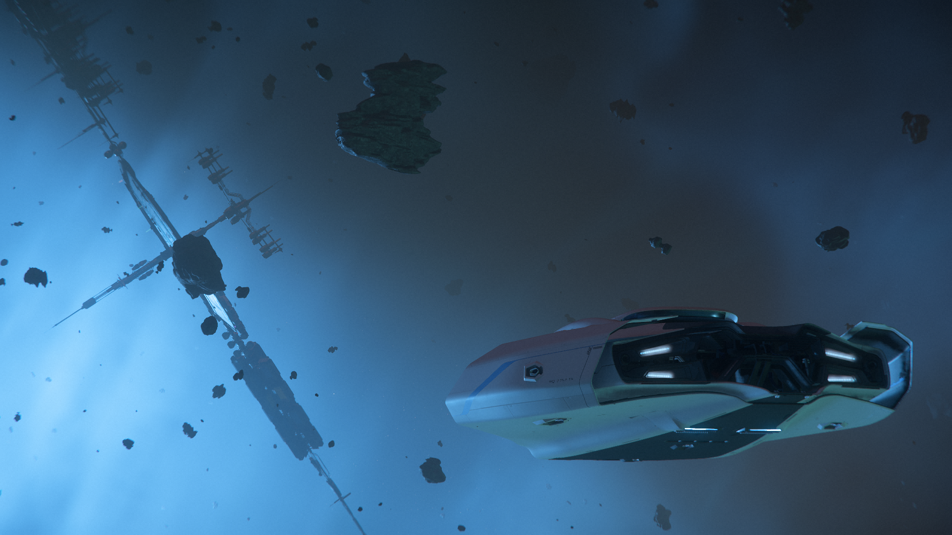 Origin 600i floating in blue nebula