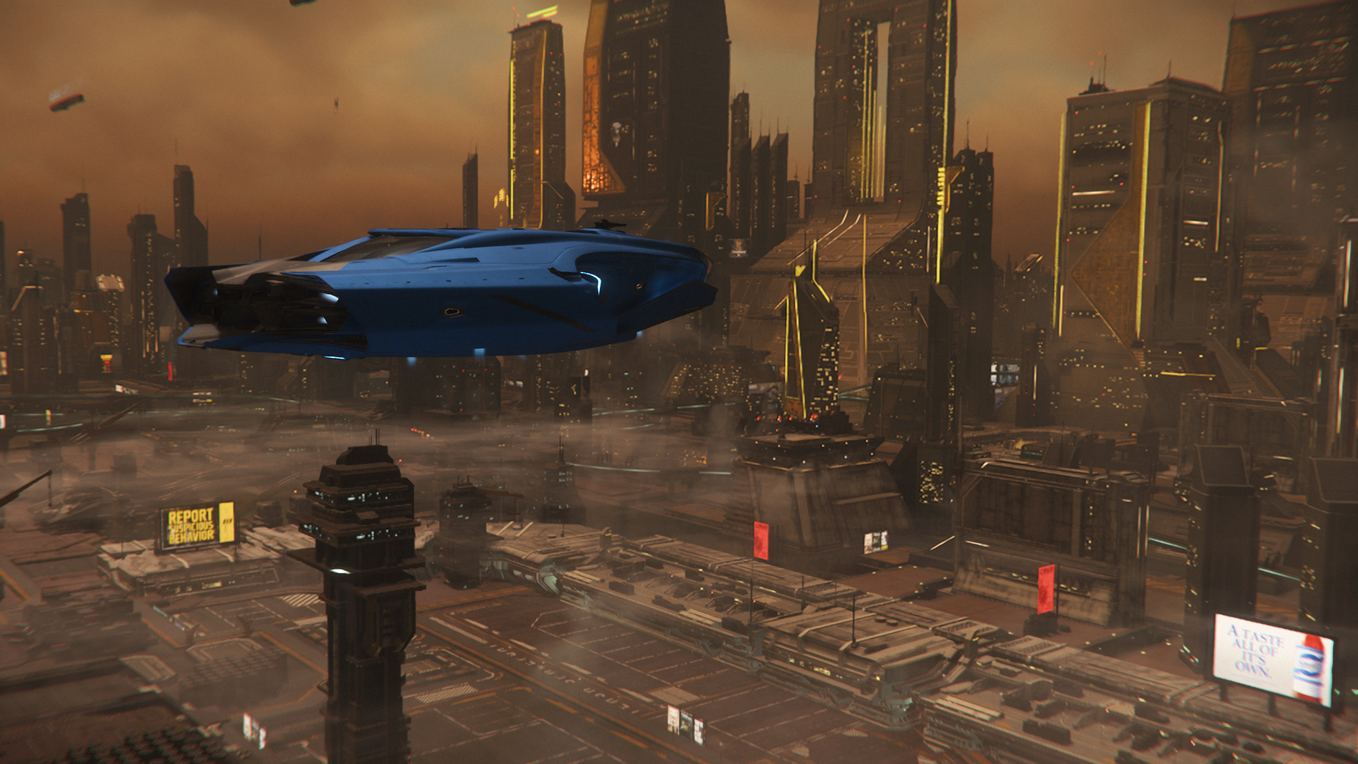 Origin 600i leaving Teasa Spaceport in Lorville