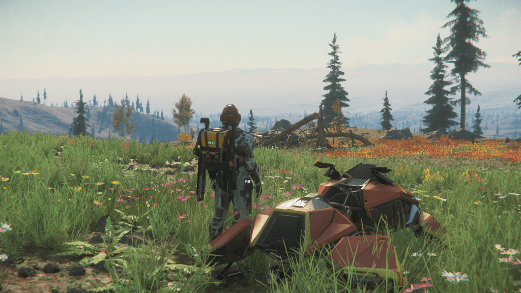 Citizen overlooking plains with hoverquad