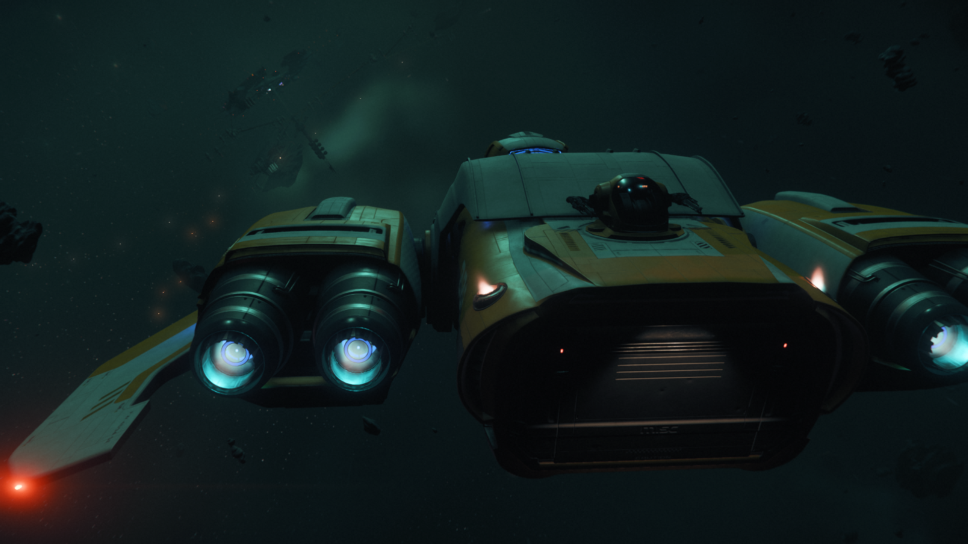 MISC Freelancer MAX flying through dark nebula